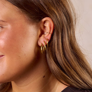 Gold Everyday Hoop Earring Set - Nickel & Suede