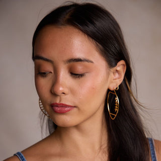 Gold Football Hoops - Nickel & Suede