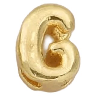 Gold G Initial Bubble Letter Bead - Nickel & Suede