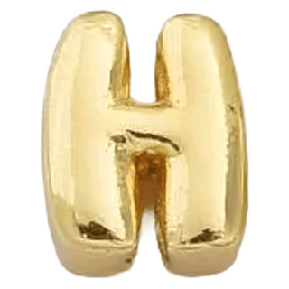 Gold H Initial Bubble Letter Bead - Nickel & Suede