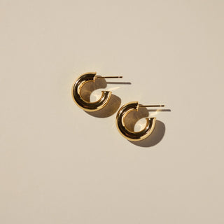 Gold Hollow Statement Hoops - Nickel & Suede