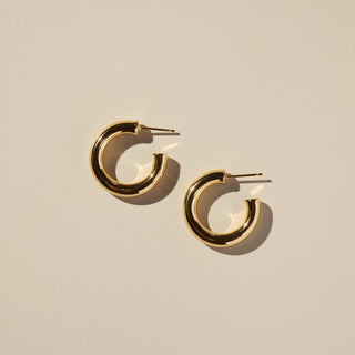 Gold Hollow Statement Hoops - Nickel & Suede