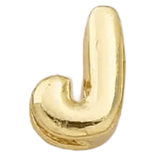Gold J Initial Bubble Letter Bead - Nickel & Suede