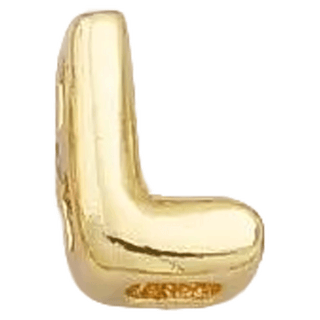 Gold L Initial Bubble Letter Bead - Nickel & Suede