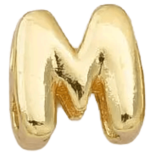 Gold M Initial Bubble Letter Bead - Nickel & Suede