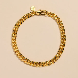 Gold Men's Curb Chain Bracelet - Nickel & Suede