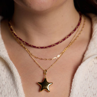 Gold Mini Paper Clip Chain Layering Necklace - Nickel & Suede