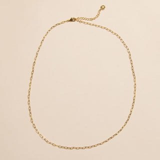 Gold Mini Paper Clip Chain Layering Necklace - Nickel & Suede