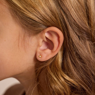 Gold Mini Pearl Bezel Stud Earrings - Nickel & Suede