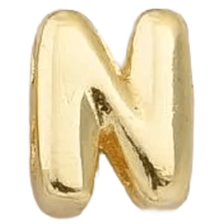 Gold N Initial Bubble Letter Bead - Nickel & Suede
