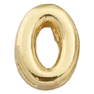 Gold O Initial Bubble Letter Bead - Nickel & Suede