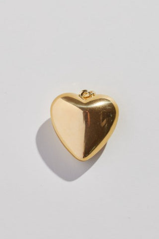 Gold Oversized Heart Charm - Nickel & Suede