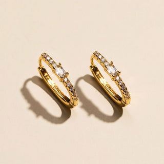 Gold Pavé Bezel Oval Waterproof Hoop Earrings - Nickel & Suede