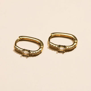 Gold Pavé Bezel Waterproof Huggie Earrings - Nickel & Suede
