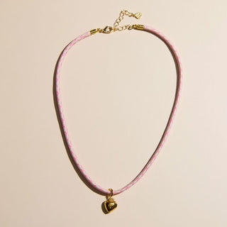 Gold Puffy Heart Charm - Nickel & Suede