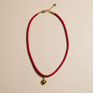 Gold Puffy Heart Charm - Nickel & Suede