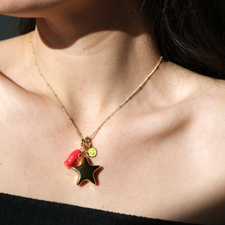 Gold Puffy Star Charm - Nickel & Suede