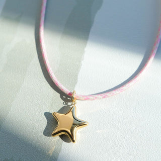 Gold Puffy Star Charm - Nickel & Suede
