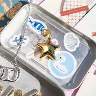 Gold Puffy Star Charm - Nickel & Suede