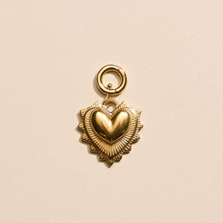 Gold Radiant Heart Charm - Nickel & Suede