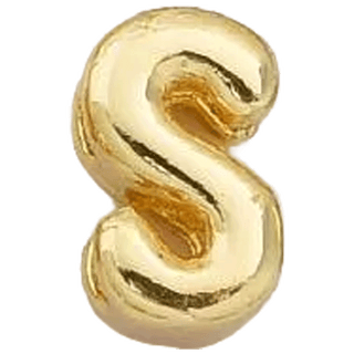 Gold S Initial Bubble Letter Bead - Nickel & Suede