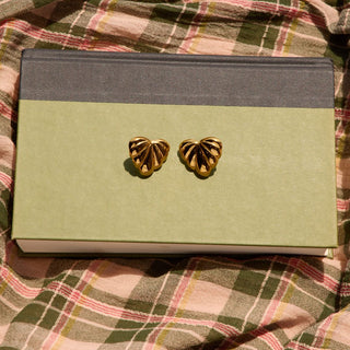 Gold Sculptural Waterproof Heart Statement Earrings - Nickel & Suede