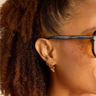 Gold Squiggle Hoops - Nickel & Suede