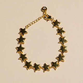 Gold Star Waterproof Chain Bracelet - Nickel & Suede