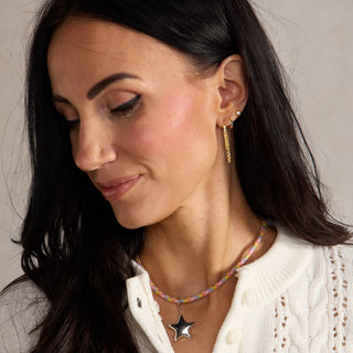 Gold Thea Chain Huggies - Nickel & Suede