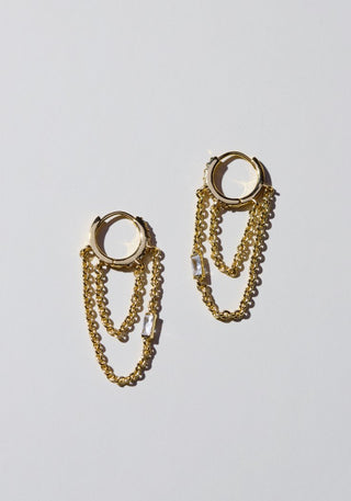 Gold Thea Chain Huggies - Nickel & Suede