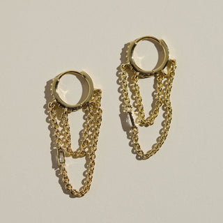 Gold Thea Chain Huggies - Nickel & Suede