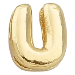 Gold U Initial Bubble Letter Bead - Nickel & Suede