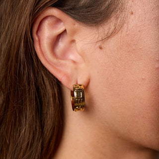 Gold University of Iowa Hoop Earrings - Nickel & Suede