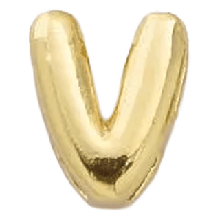 Gold V Initial Bubble Letter Bead - Nickel & Suede