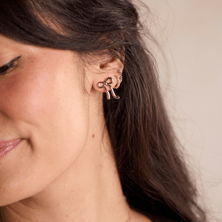 Gold Vintage Bow Studs - Nickel & Suede