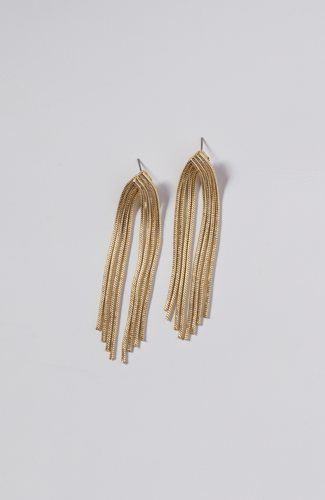 Gold Waterfall Chain Earrings Nickel Suede