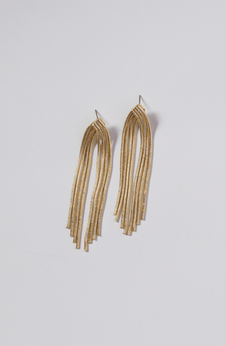 Gold Waterfall Chain Earrings - Nickel & Suede