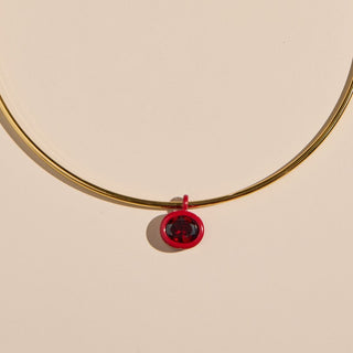 Gold Waterproof Crystal Oval Pendant Collar Necklace - Nickel & Suede