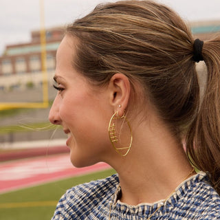 Gold Waterproof Football Hoop Earrings - Nickel & Suede