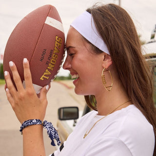 Gold Waterproof Football Hoop Earrings - Nickel & Suede