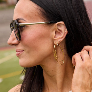 Gold Waterproof Football Hoop Earrings - Nickel & Suede