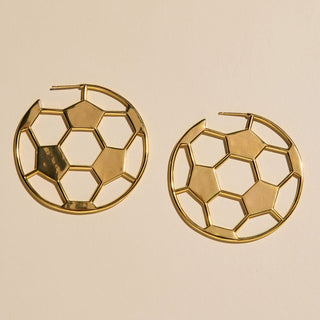 Gold Waterproof Soccer Hoop Earrings - Nickel & Suede
