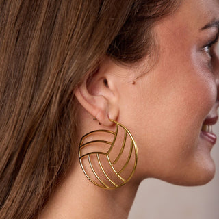 Gold Waterproof Volleyball Hoop Earrings - Nickel & Suede