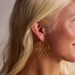 Gold Waterproof Volleyball Hoop Earrings - Nickel & Suede