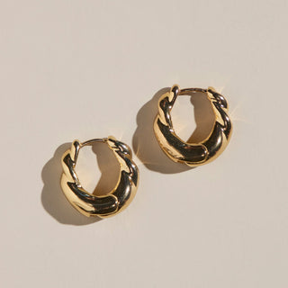 Gold Wide Twist Hoops - Nickel & Suede