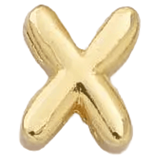 Gold X Initial Bubble Letter Bead - Nickel & Suede