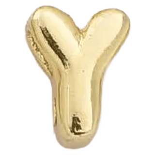 Gold Y Initial Bubble Letter Bead - Nickel & Suede