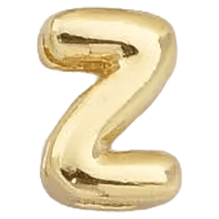 Gold Z Initial Bubble Letter Bead - Nickel & Suede