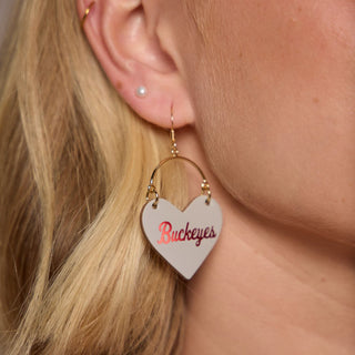 Gray Ohio State University Buckeyes Lover Heart Hoop Earrings - Nickel & Suede