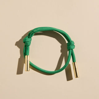 Green Cord Bracelet - Nickel & Suede